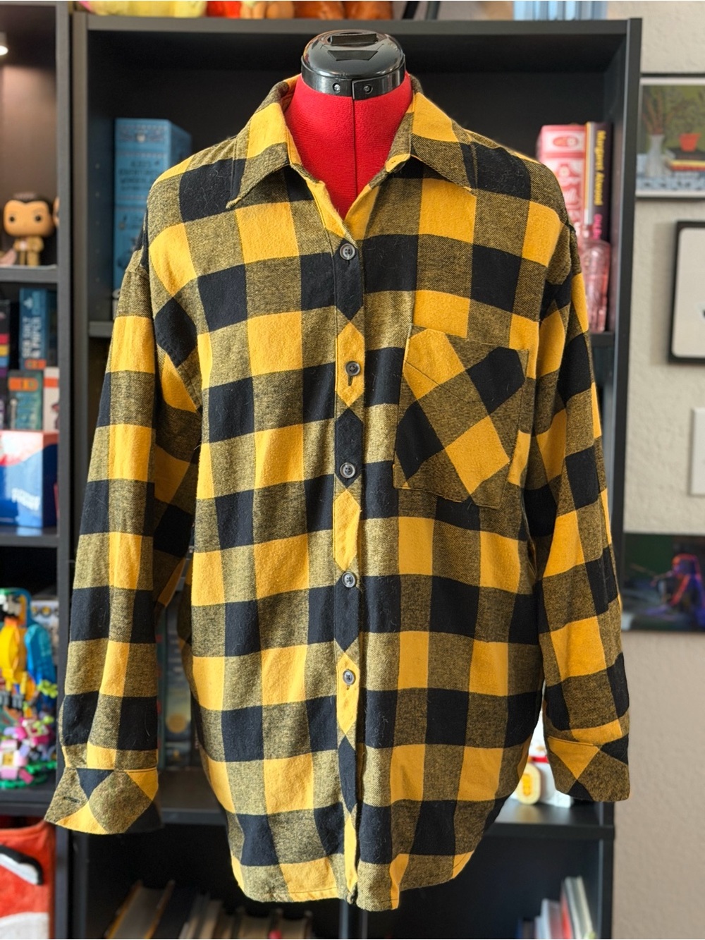 wild fable Yellow and Black Buffalo Plaid Shirt